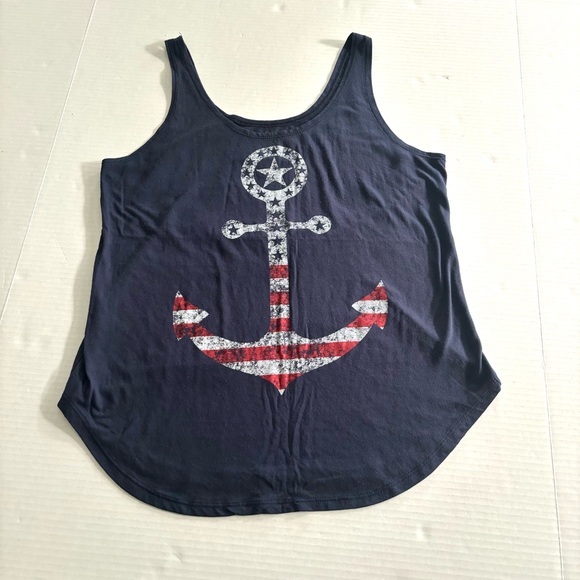 American Anchor Patriotic Red‎ White Blue Tank Top Women’s size M - Picture 1 of 7